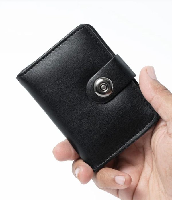 Plain Leather Minimal Button Closure Wallet - Flyingcart.pk