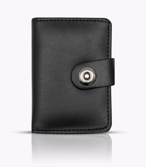 Plain Leather Minimal Button Closure Wallet - Flyingcart.pk