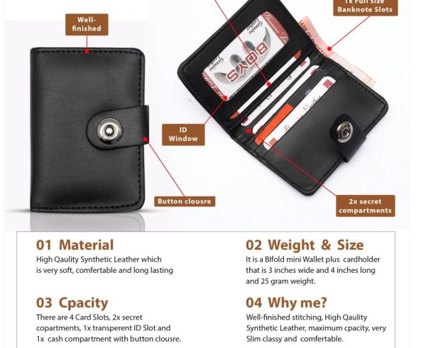 Plain Leather Minimal Button Closure Wallet - Flyingcart.pk