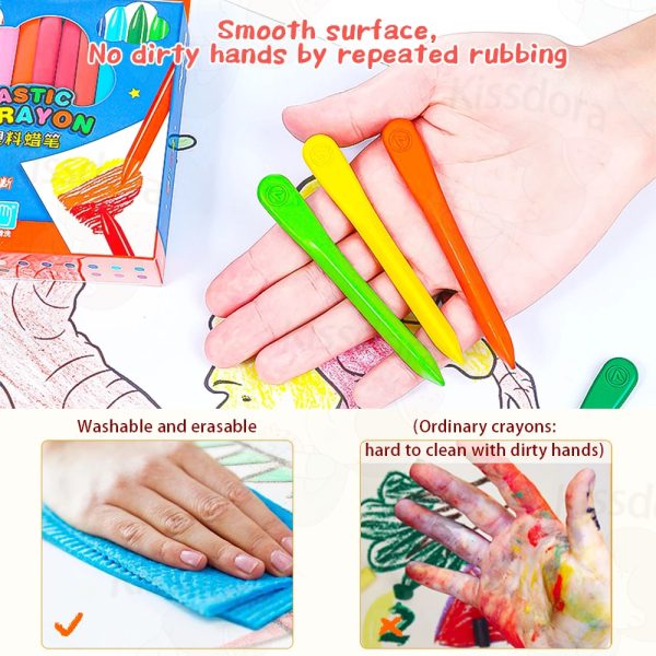 Plastic Crayons – 12pcs Non-Toxic Color Set for Kids - Flyingcart.pk