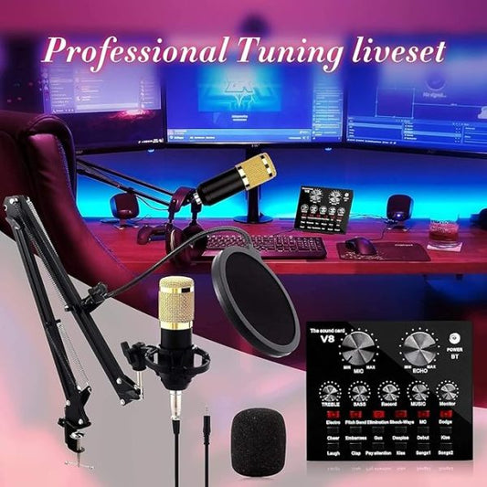 Podcast Mic Set with Live Sound Card - Flyingcart.pk