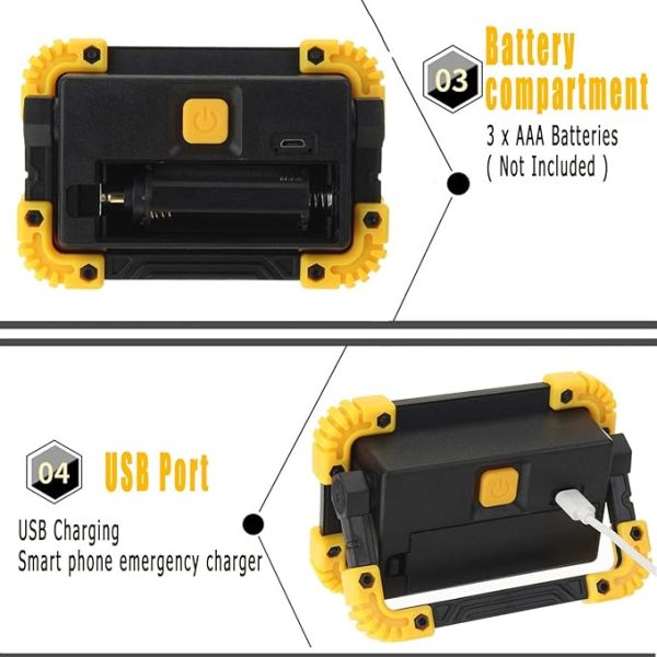 Portable COB LED Floodlight Rechargeable USB Work Lamp for Outdoor Use