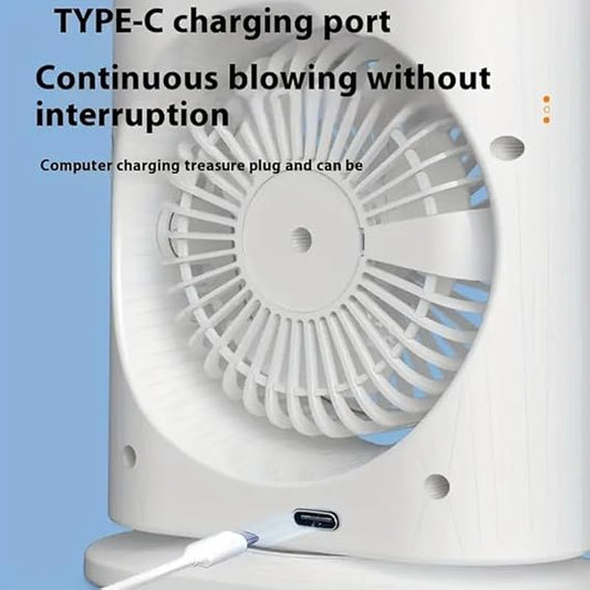 Portable Mini Double Fan Air Cooler with Mist Humidifier and LED Lighting - Flyingcart.pk