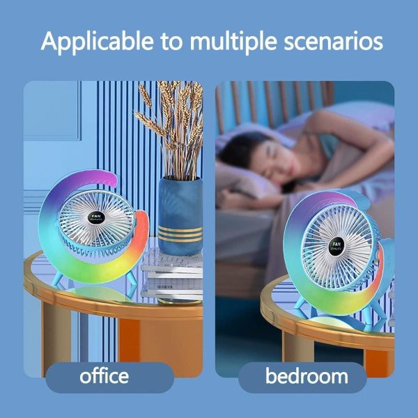 Portable Mini G Light Rechargeable Desk Fan with LED Colorful Light - Flyingcart.pk