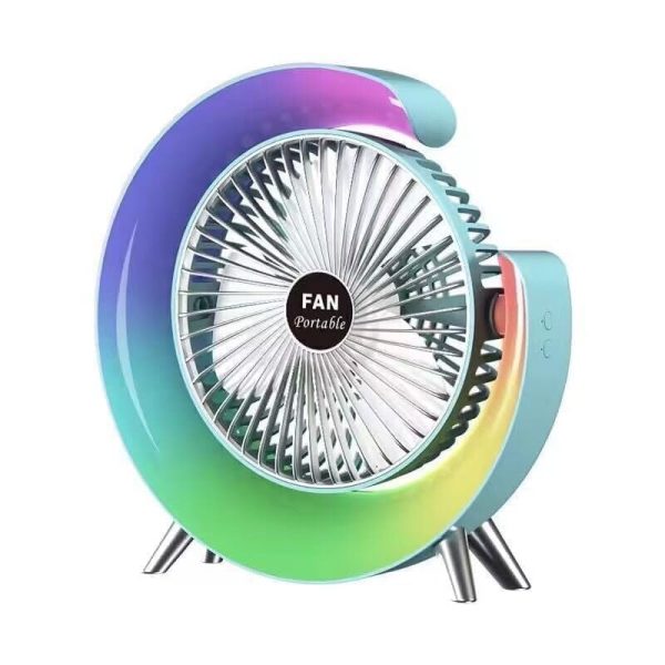 Portable Mini G Light Rechargeable Desk Fan with LED Colorful Light - Flyingcart.pk