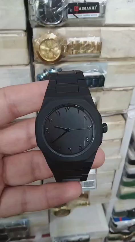 Black Aura Quartz Watch – Stylish Analog Watch for Men & Boys - Flyingcart.pk