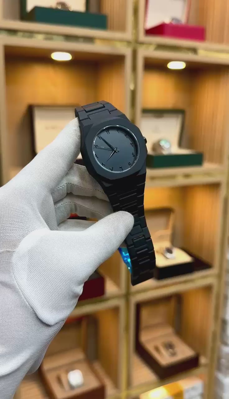 Black Aura Quartz Watch – Stylish Analog Watch for Men & Boys - Flyingcart.pk