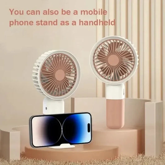 Rechargeable & Portable Handheld Fan with USB Charging and Mobile Phone Stand - Flyingcart.pk