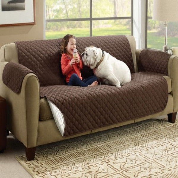Eversible Washable Couch Sofa Coat Cover – Brown - Flyingcart.pk