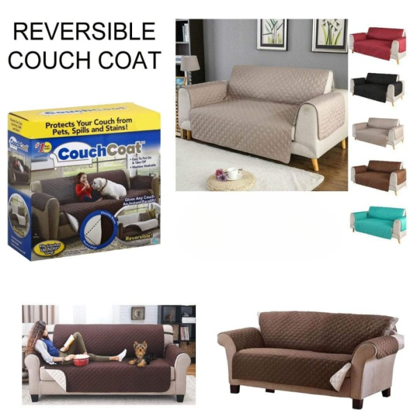 Eversible Washable Couch Sofa Coat Cover – Brown - Flyingcart.pk