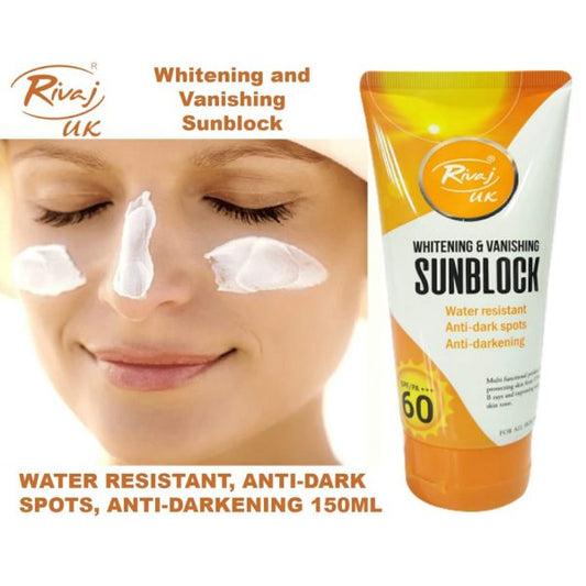 rivaj-sunblock-whitening-vanishing-spf60-ideal-for-all-skin-types-150ml-3-1-flyincart.pk