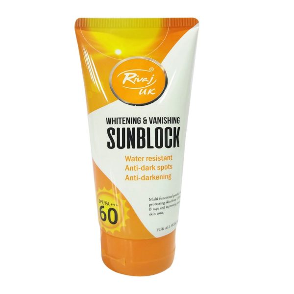 rivaj-sunblock-whitening-vanishing-spf60-ideal-for-all-skin-types-150ml-3-1-flyincart.pk