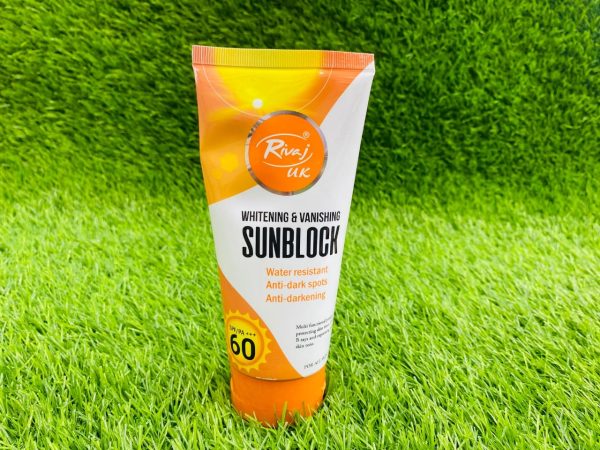 rivaj-sunblock-whitening-vanishing-spf60-ideal-for-all-skin-types-150ml-3-1-flyincart.pk
