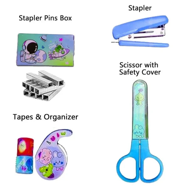 space-themed-stationery-set-for-students-and-office-use-7-piece-desk-organizer-kit-with-stapler-staple-pins-scissors-mini-washi-tapes-and-tape-dispenser-creative-back-to-school-1-flyingcart.pk