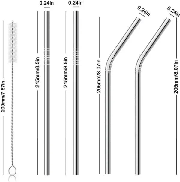 Stainless Steel Straws 4 Pieces Set - FlyingCart.pk