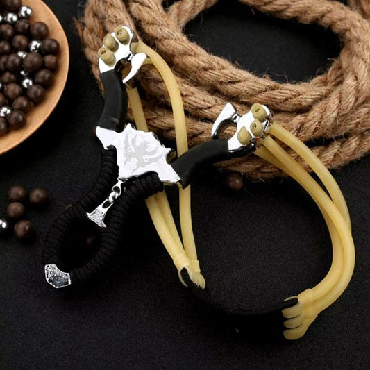 Full Stainless Steel Laser Slingshot with Flat Rubber Band - Flyingcart.pk