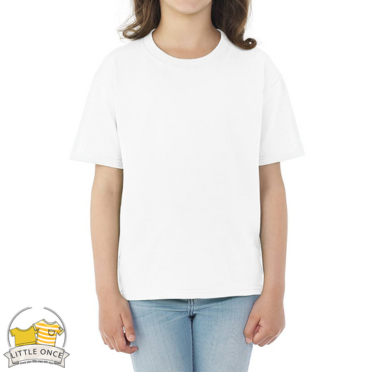 White Kids Half Sleeves T-Shirt For Girls - FlyingCart.pk