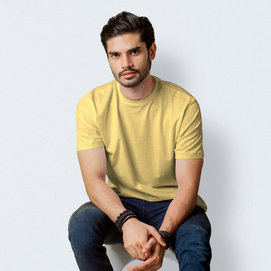 Half Sleeves Mustard T-shirt For Men - FlyingCart.pk