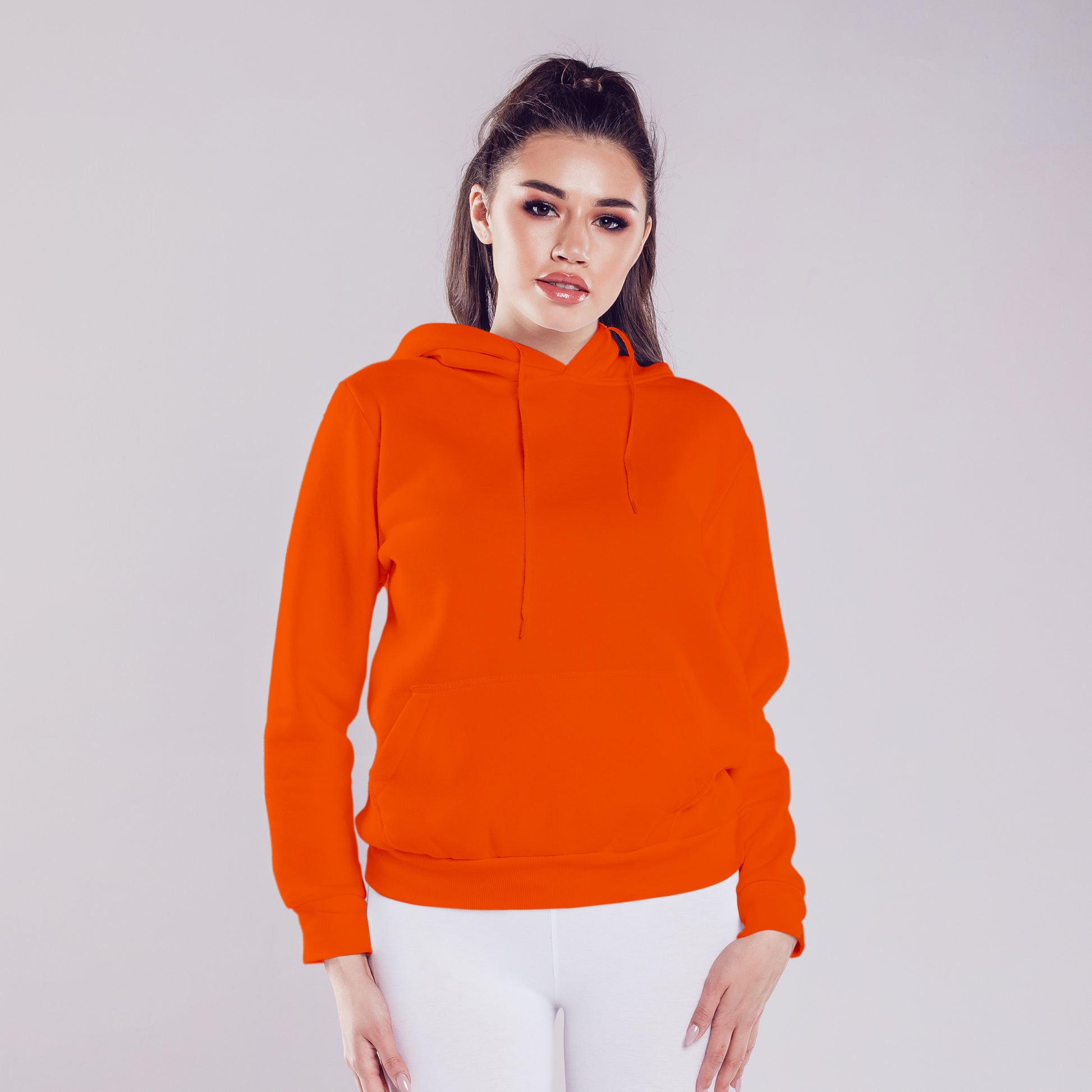 Women Pullover Hoodie Orange- FlyingCart.pk