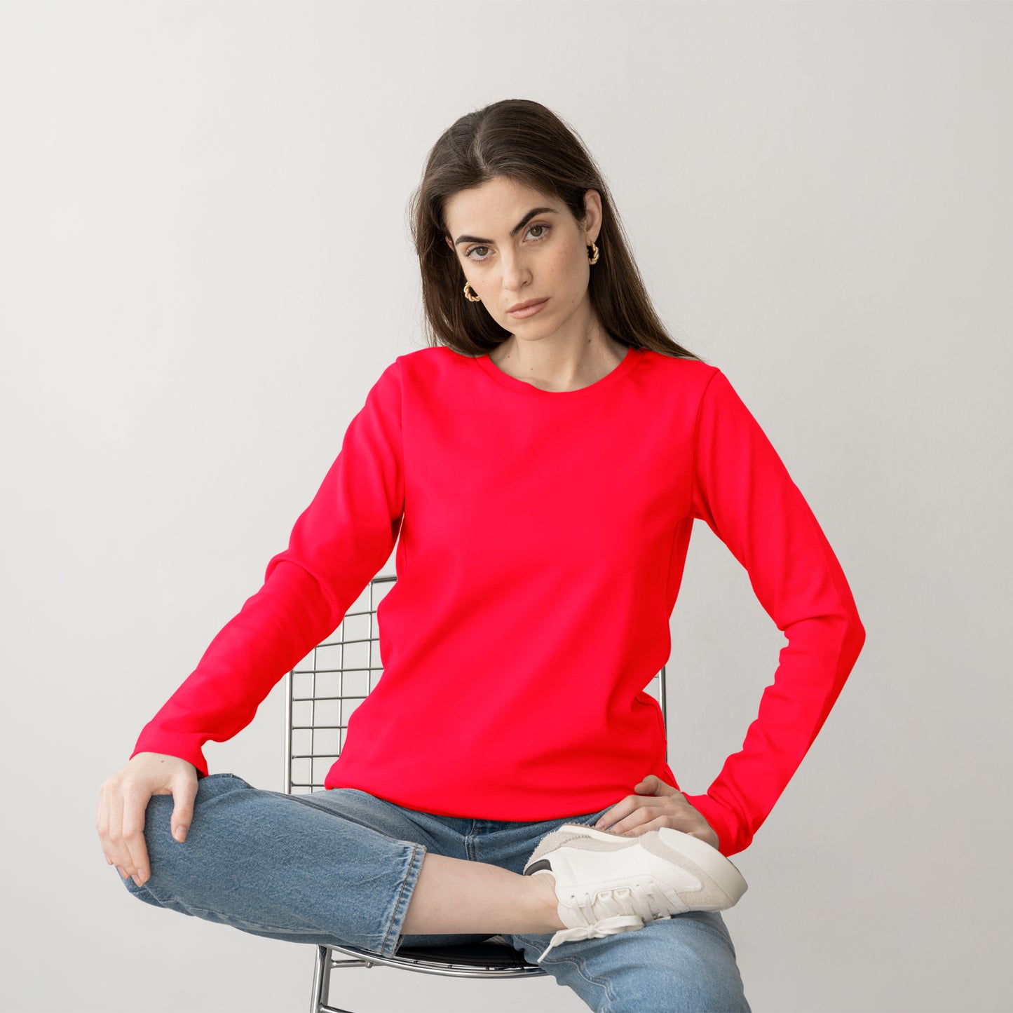 Red Full Sleeve T-Shirt for Women- FlyingCart.pk