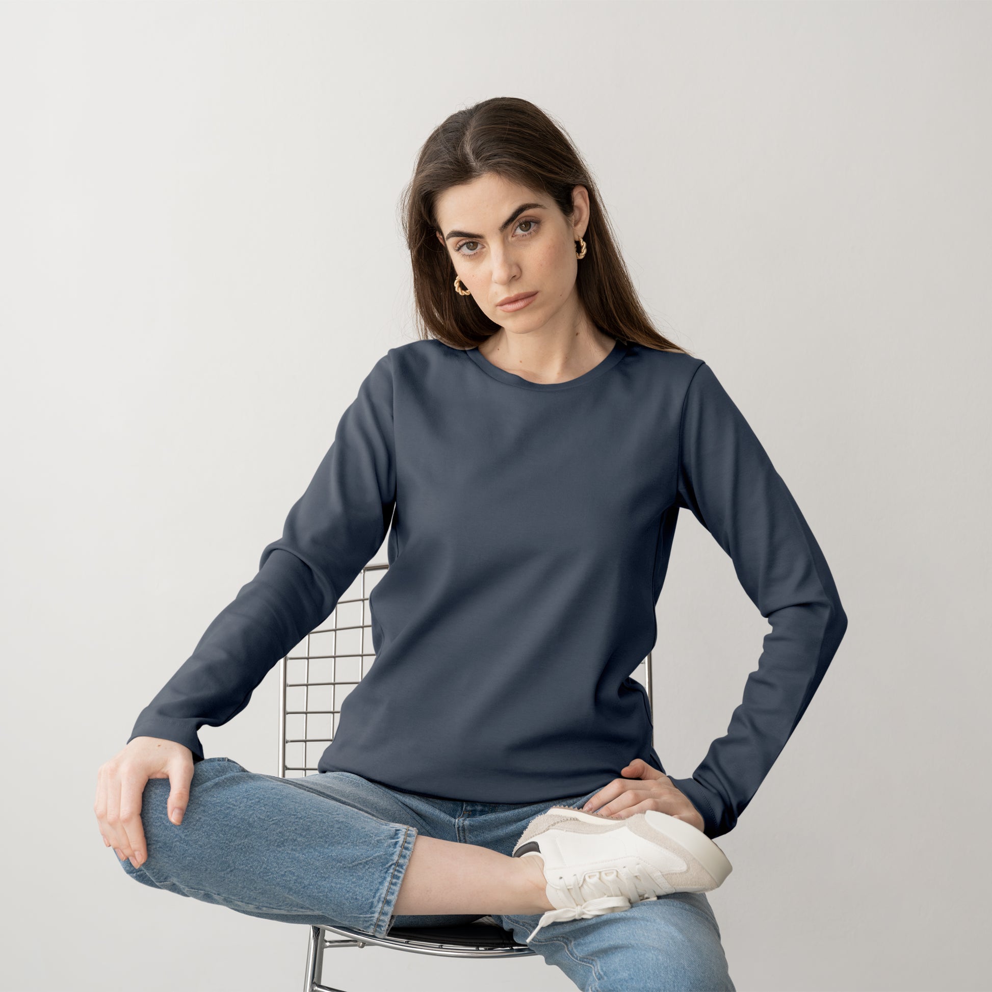 Charcoal Grey Full Sleeve T-Shirt for Women- FlyingCart.pk