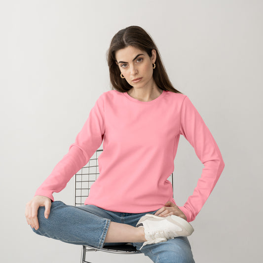 Light Pink Full Sleeve T-Shirt for Women- FlyingCart.pk