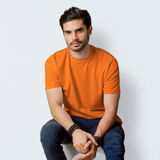 Half Sleeves  Orange T-shirt For Men - FlyingCart.pk