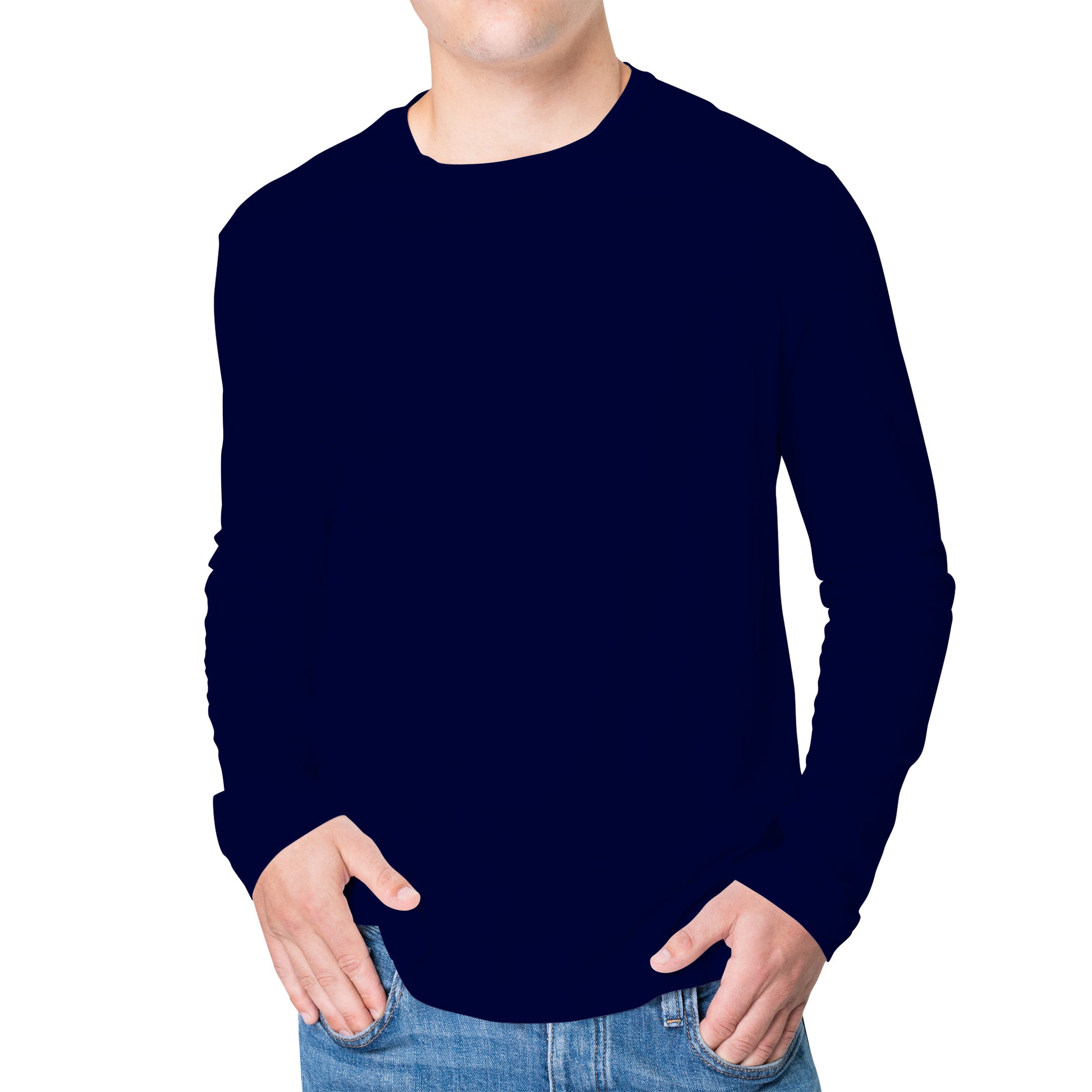 Full Sleeves Navy Blue T-Shirt For Men- FlyingCart.pk