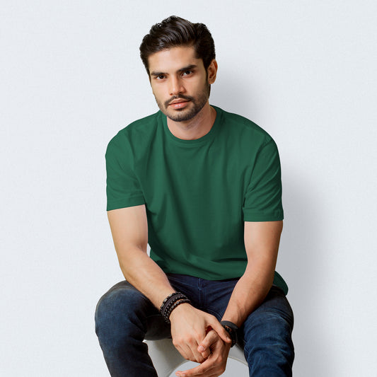 Half Sleeves Dark Green T-shirt For Men- FlyingCart.pk