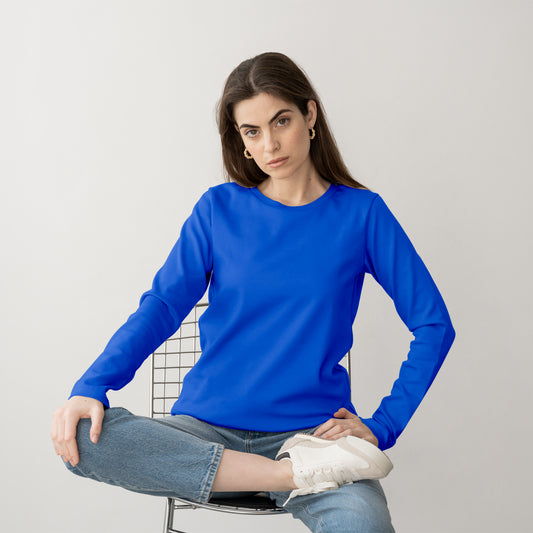 Royal Blue Full Sleeve T-Shirt for Women- FlyingCart.pk