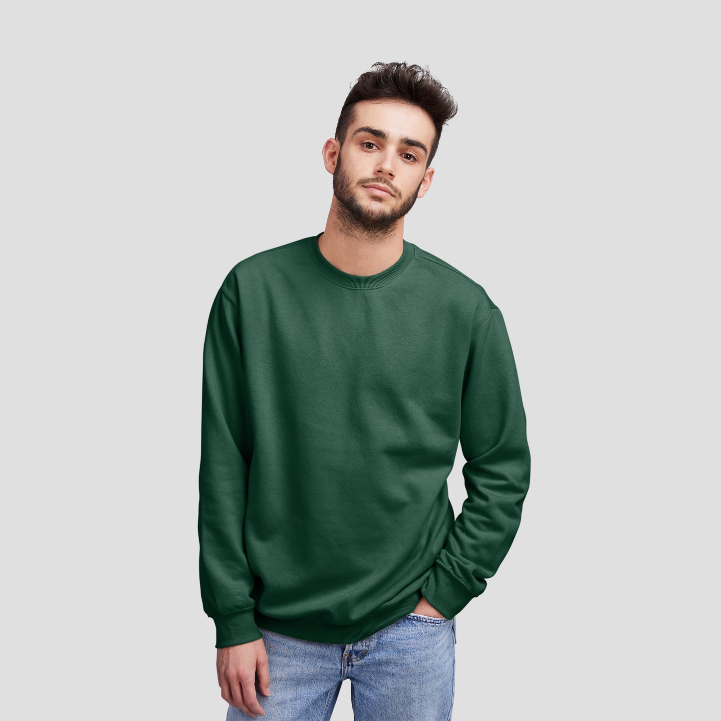 Sweat Shirt Dark Green For Men- FlyingCart.pk