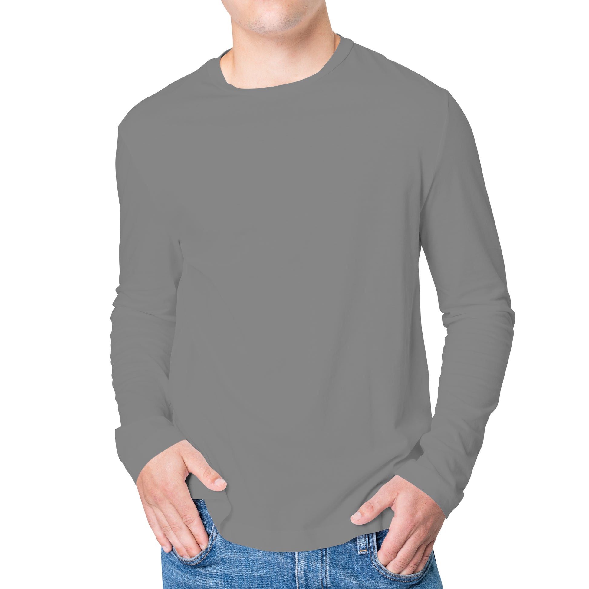 Full Sleeves Grey T-Shirt For Men- FlyingCart.pk