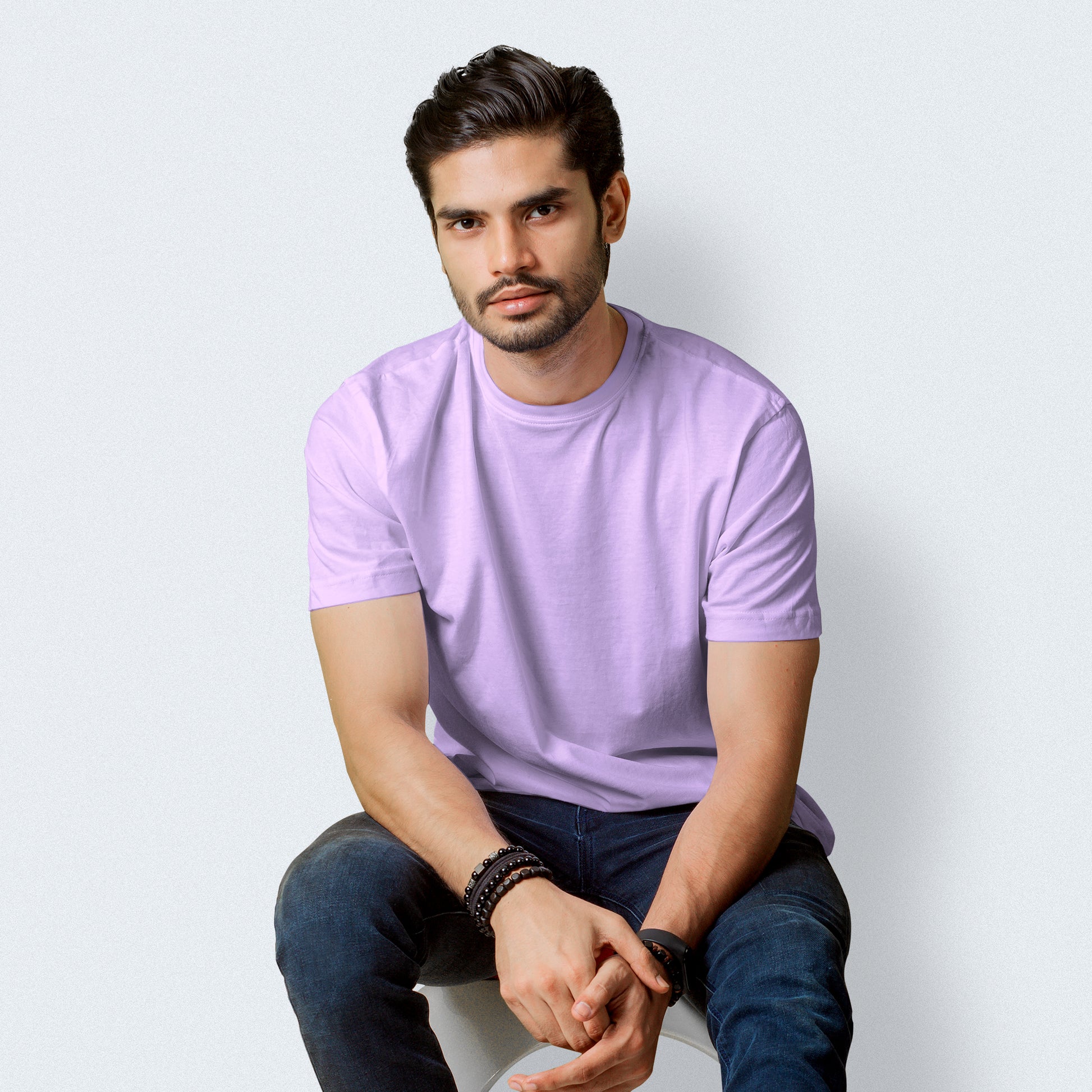 Half Sleeves Light Purple T-shirt For Men - FlyingCart.pk