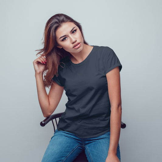 Charcoal Grey T-Shirt For Women - FlyingCart.pk