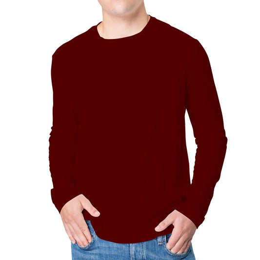 Full Sleeves Maroon T-Shirt For Men - FlyingCart.pk