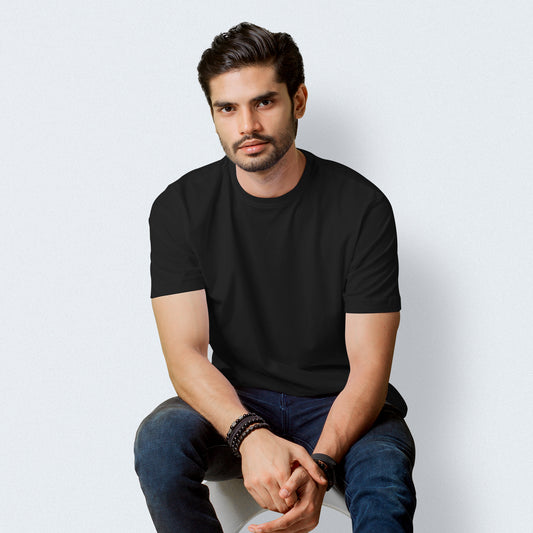 Half Sleeves Black T-shirt For Men - FlyingCart.pk