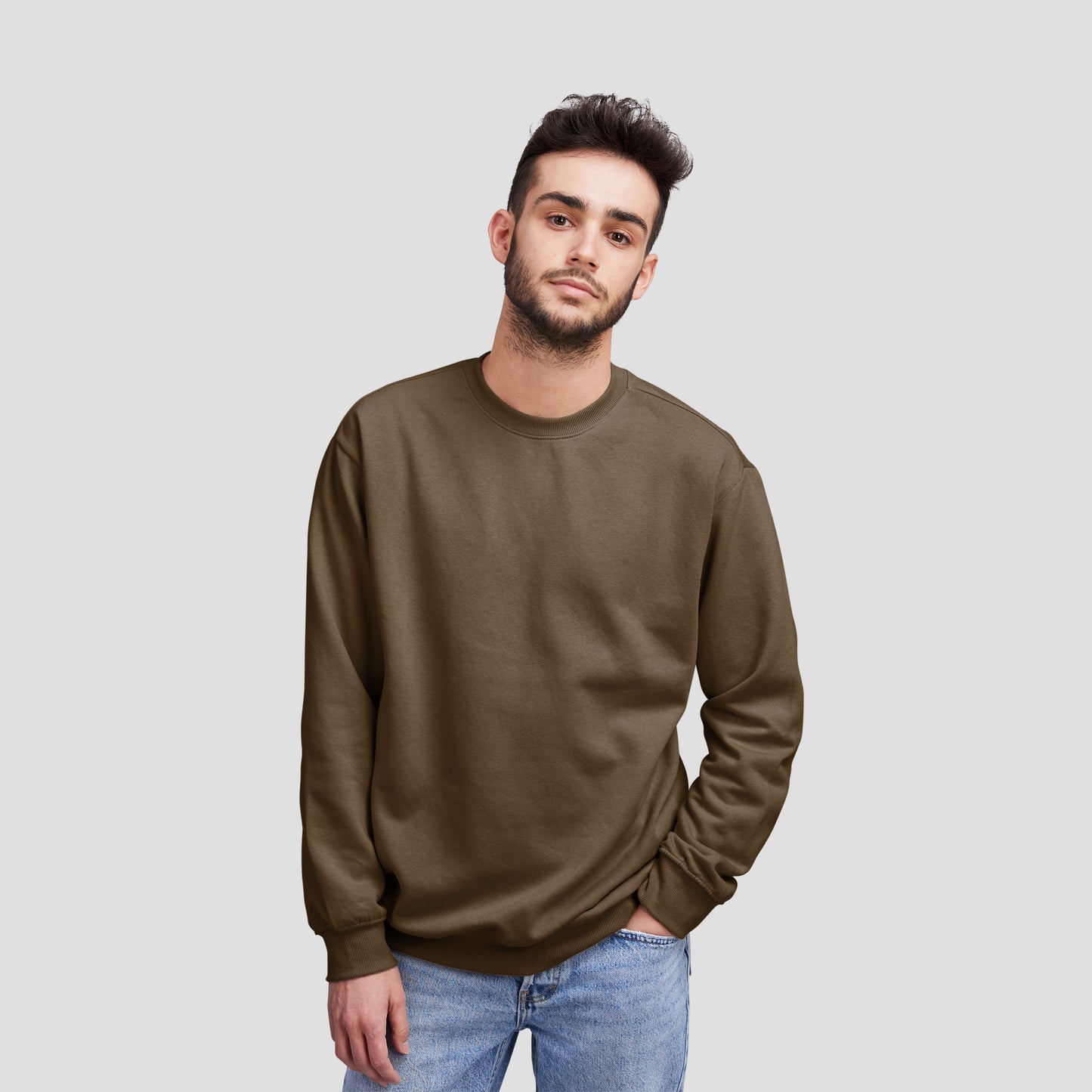 Sweat Shirt Dark Brown For Men- FlyingCart.pk