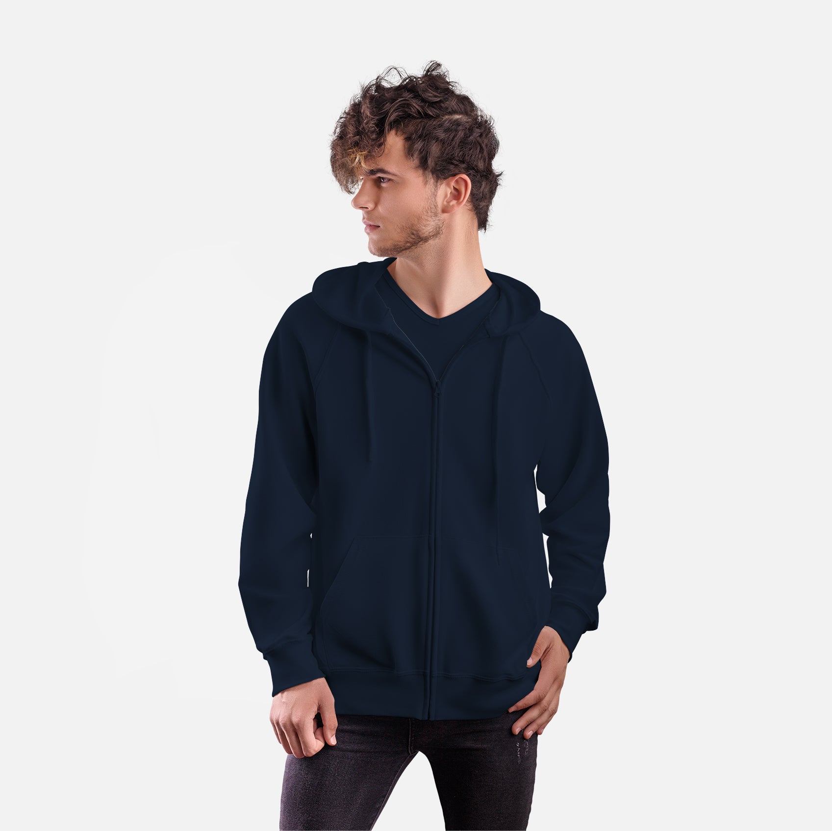 Zipper Hoodie Navy blue- FlyingCart.pk