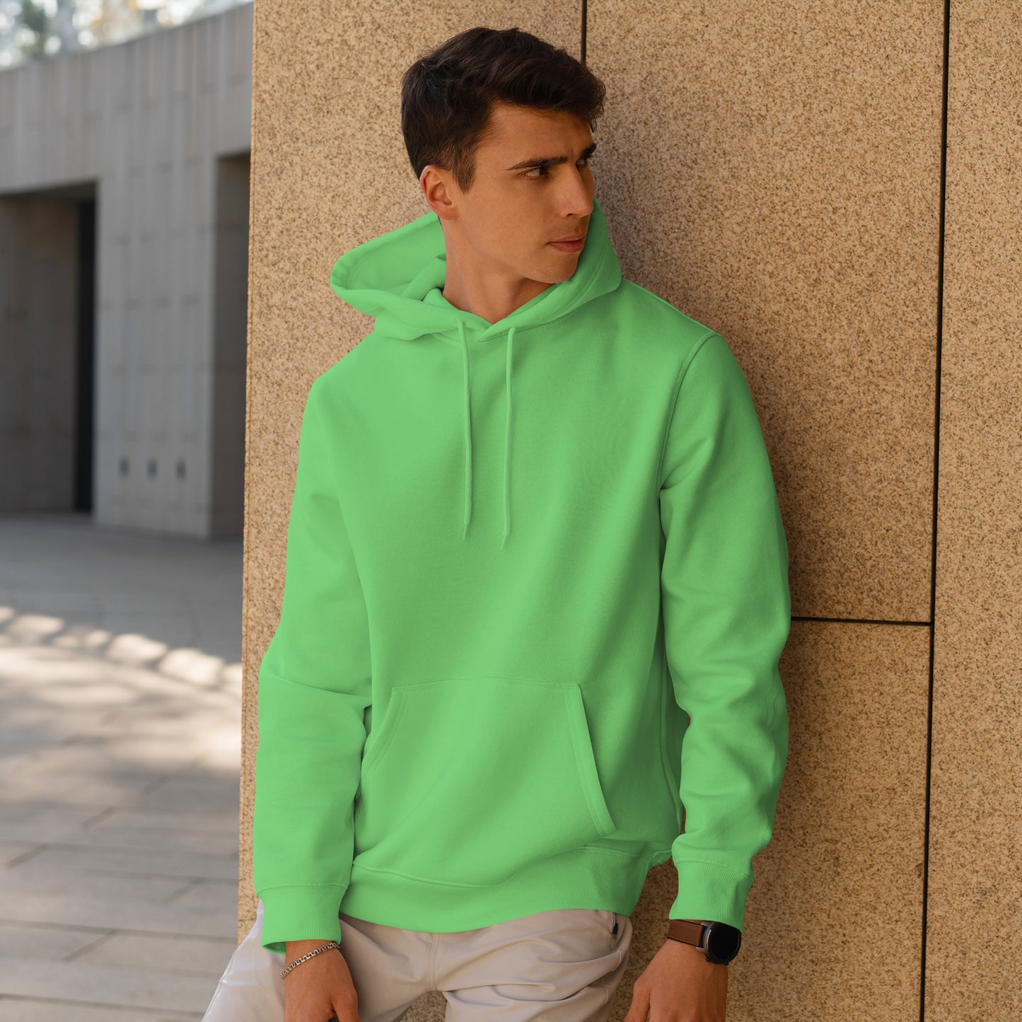 Men Pullover Hoodie Light Green- FlyingCart.pk