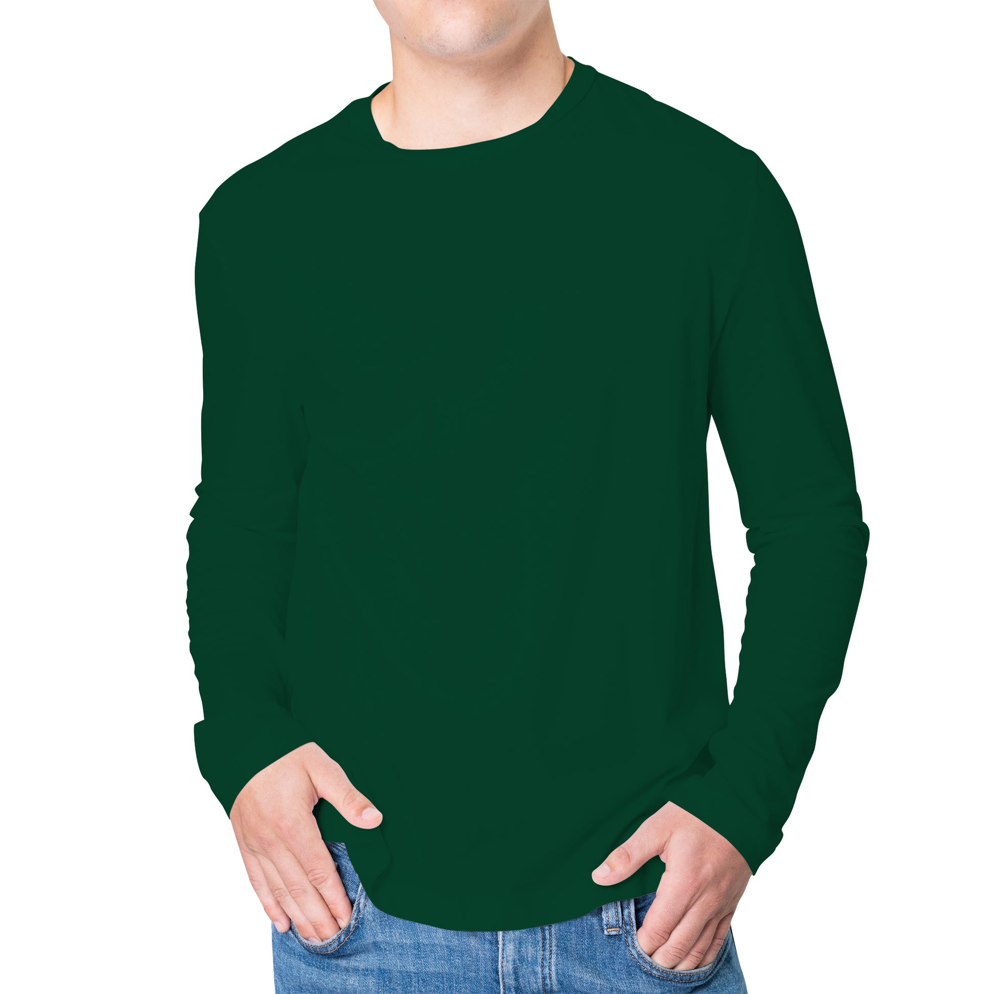 Full Sleeves Dark Green T-Shirt For Men- FlyingCart.pk