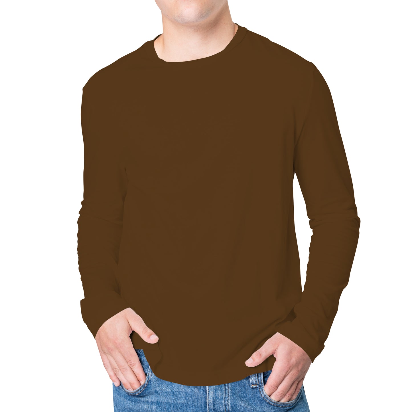 Full Sleeves Dark Brown T-Shirt For Men- FlyingCart.pk