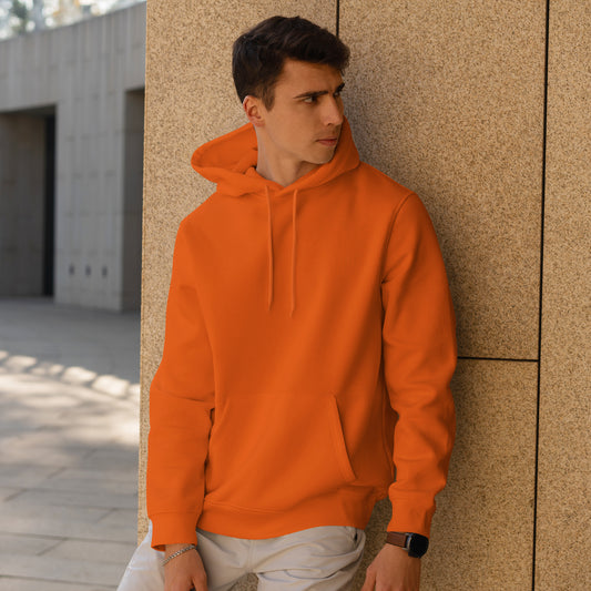 Men Pullover Hoodie Orange- FlyingCart.pk