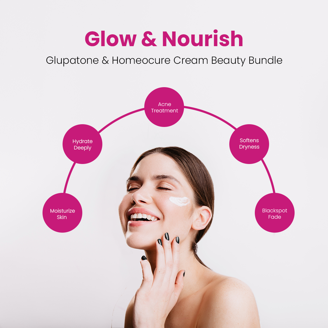 Winter Skin Bundle Offer (Homeo Cure Beauty Cream & Glupatone 50ml)- FlyingCart.pk