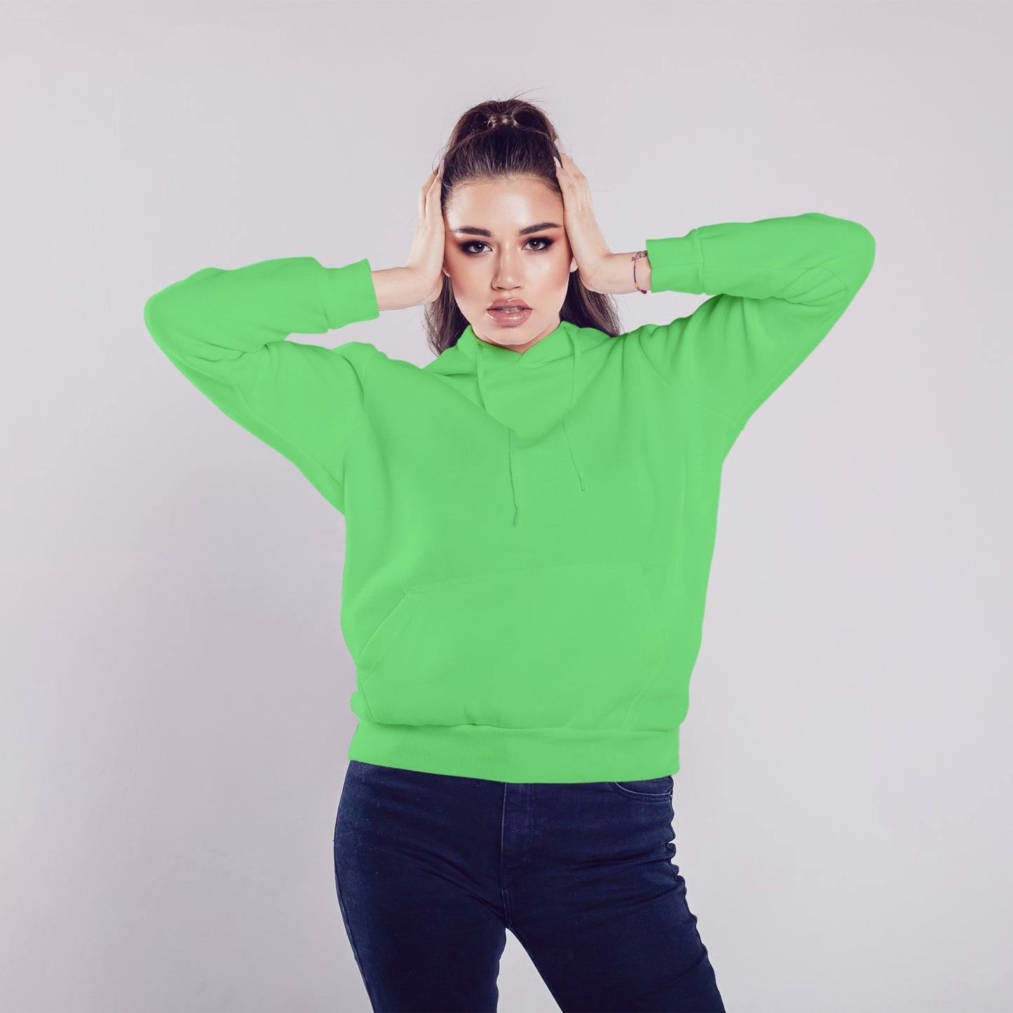 Women Pullover Hoodie Light Green - FlyingCart.pk