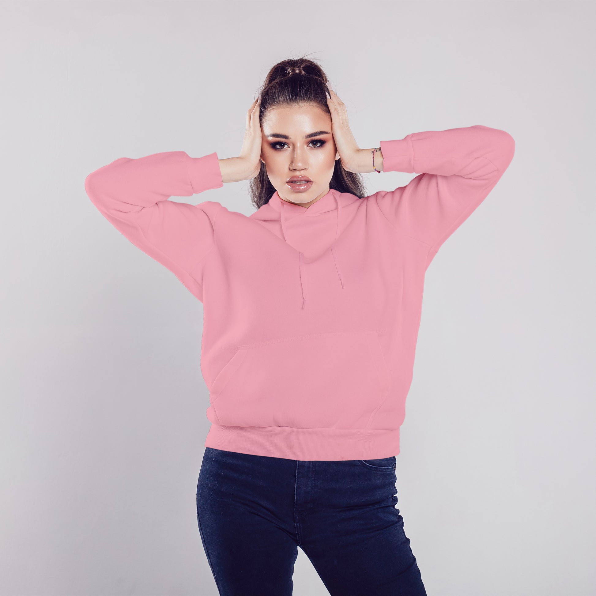 Women Pullover Hoodie Light Pink - FlyingCart.pk