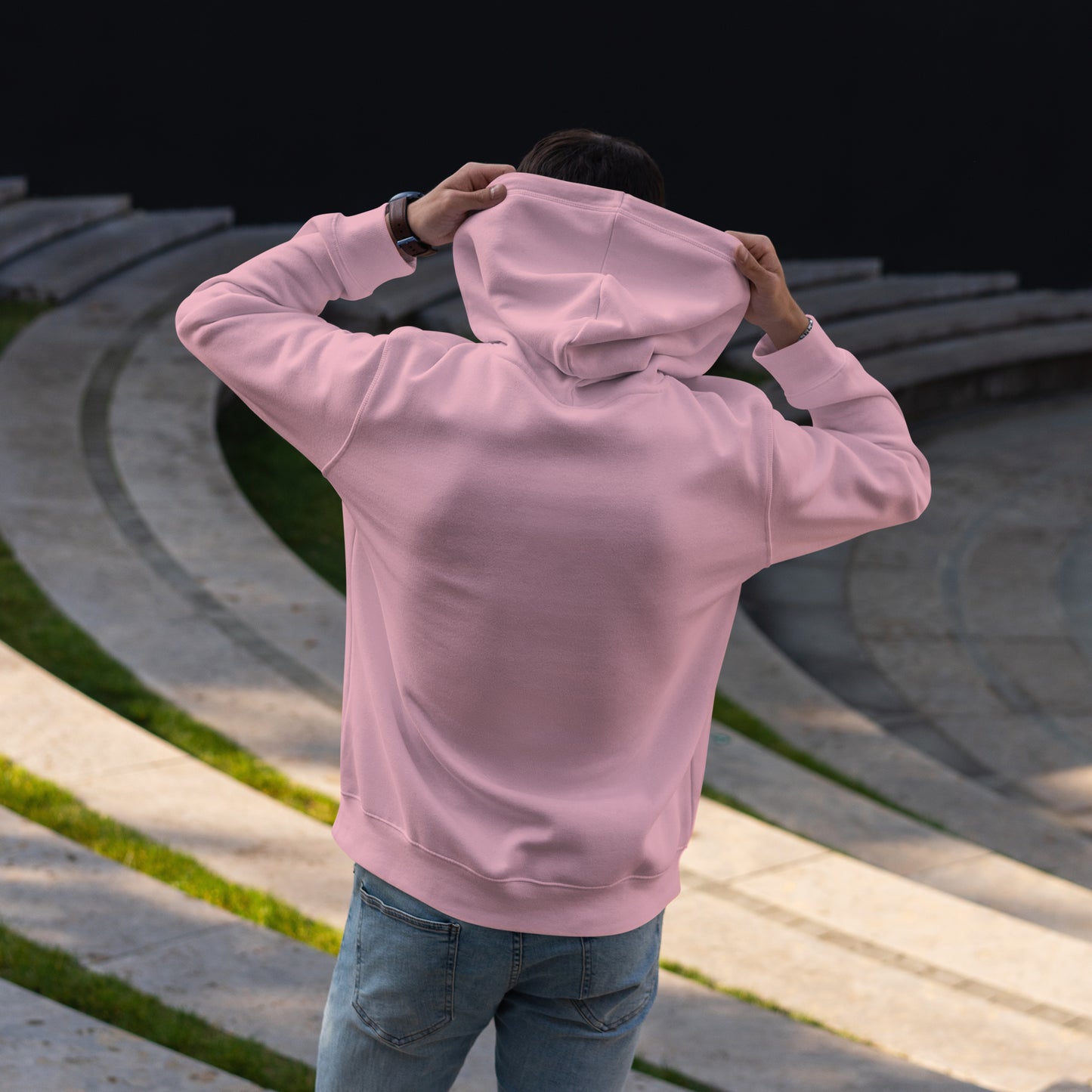 Men Pullover Hoodie Light Pink- FlyingCart.pk