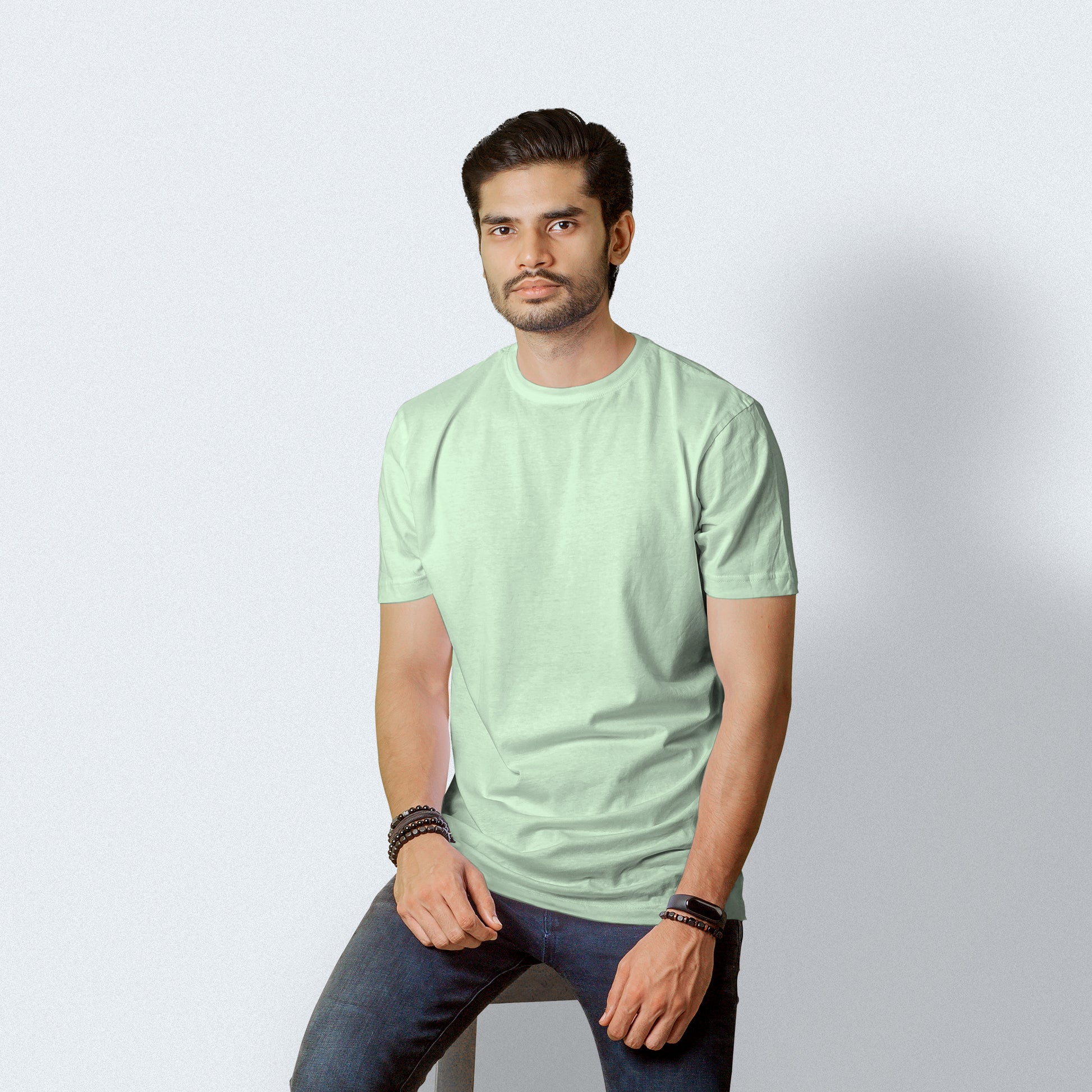 Half Sleeves Pastel Green T-shirt For Men- FlyingCart.pk