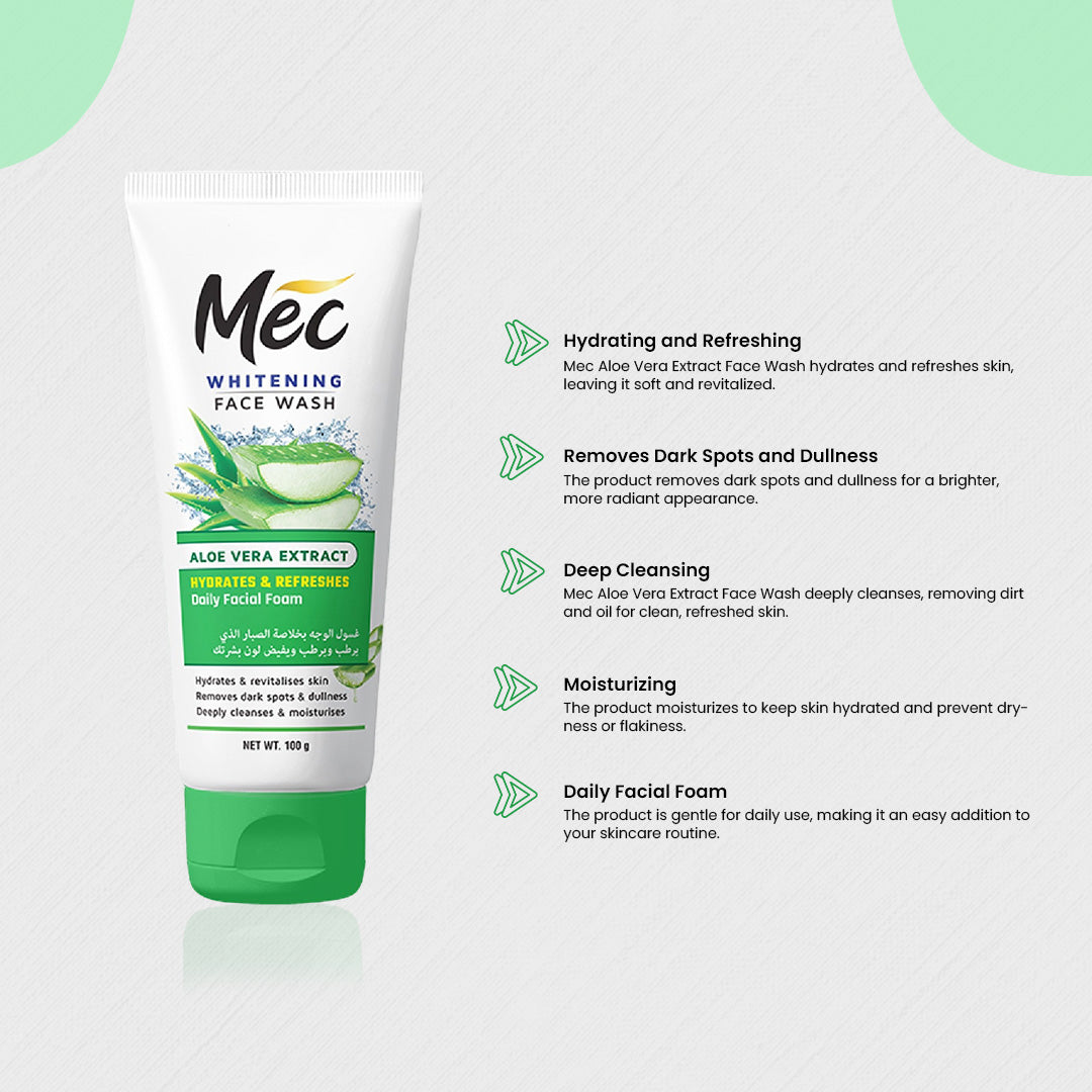 Mec Aloe Vera Extract Face Wash 100gm - Flyingcart.pk