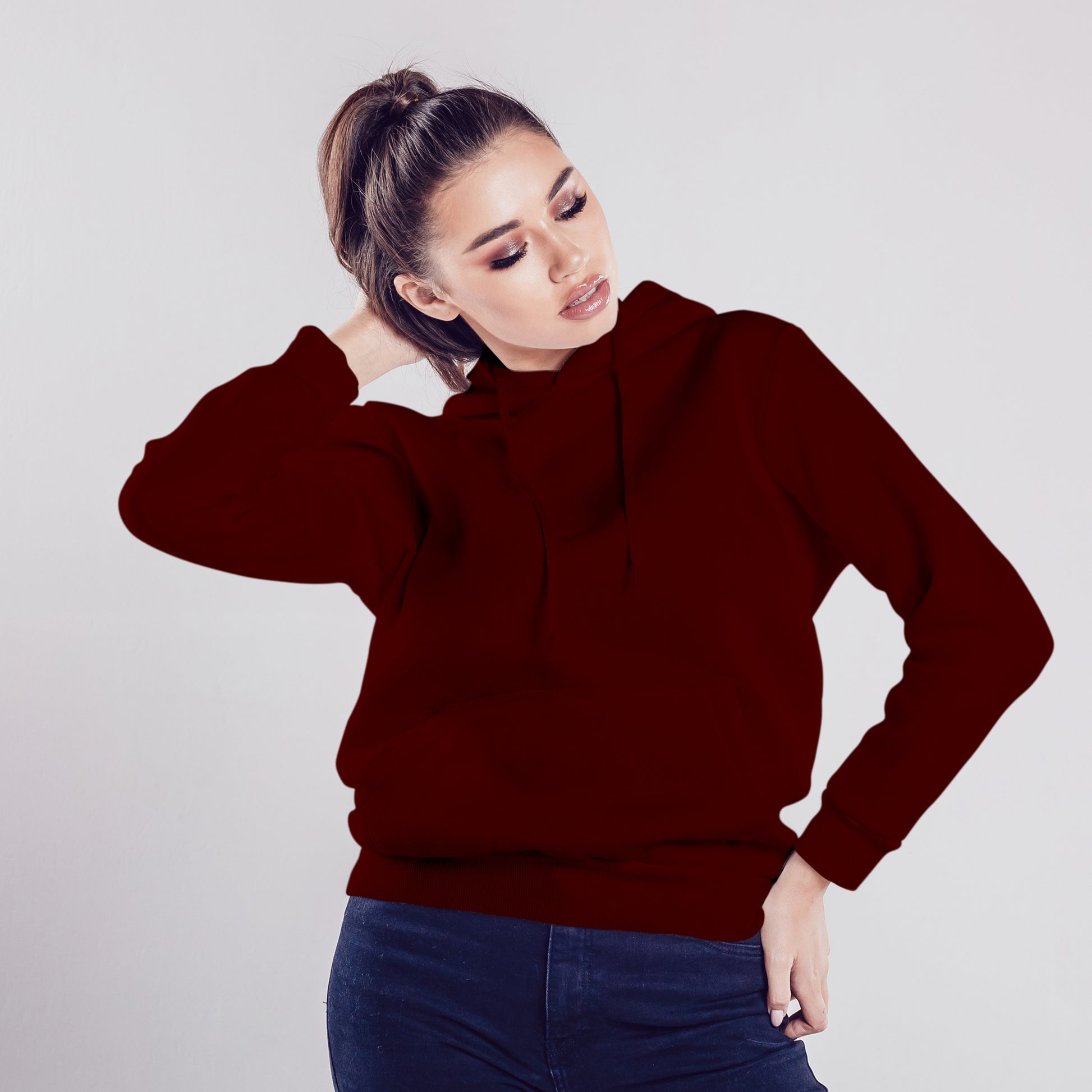 Women Pullover Hoodie  Maroon- FlyingCart.pk