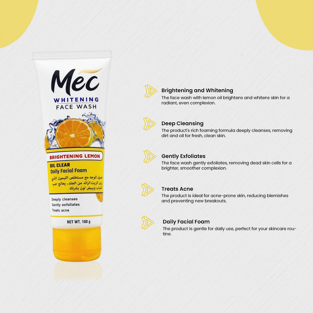 Mec Whitening Oil Clear  Face wash 100gm - Flyingcart.pk